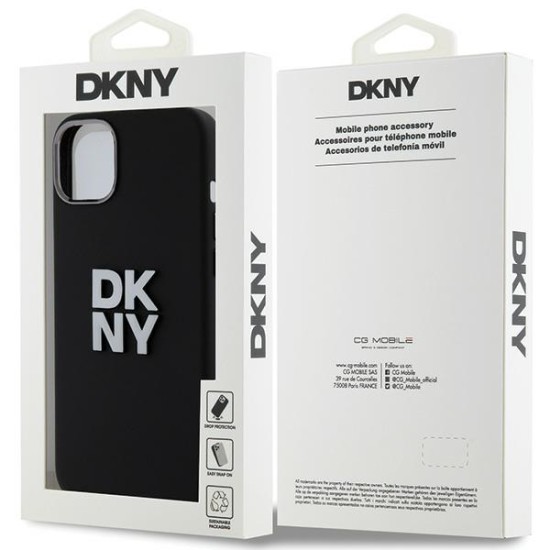 Husa pentru iPhone 15 - DKNY Hardcase Liquid Silicone Metal Logo (DKHCP15SSMCBSK) - Black