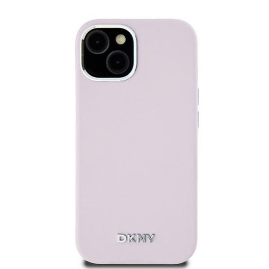 Husa pentru iPhone 15 - DKNY Hardcase Liquid Silicone Small Metal Logo MagSafe (DKHMP15SSMCHLP) - Pink