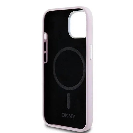 Husa pentru iPhone 15 - DKNY Hardcase Liquid Silicone Small Metal Logo MagSafe (DKHMP15SSMCHLP) - Pink Husa pentru iPhone 15 - DKNY Hardcase Liquid Silicone Small Metal Logo MagSafe (DKHMP15SSMCHLP) - Pink