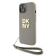 Husa pentru iPhone 15 - DKNY Hardcase Wrist Strap Stock Logo (DKHCP15SPBSWSE) - Beige