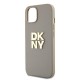 Husa pentru iPhone 15 - DKNY Hardcase Wrist Strap Stock Logo (DKHCP15SPBSWSE) - Beige