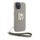 Husa pentru iPhone 15 - DKNY Hardcase Wrist Strap Stock Logo (DKHCP15SPBSWSE) - Beige