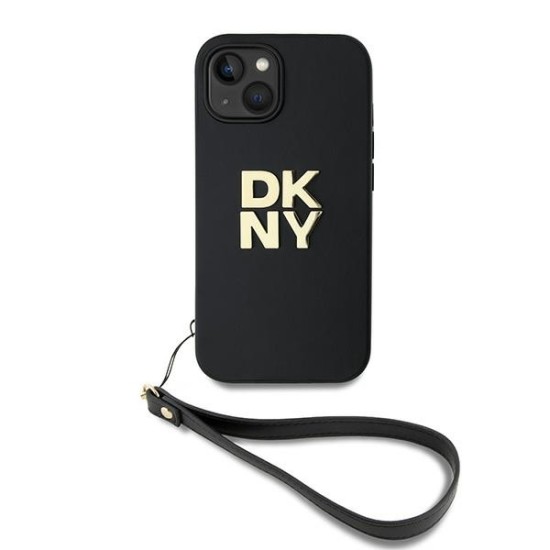 Husa pentru iPhone 15 - DKNY Hardcase Wrist Strap Stock Logo (DKHCP15SPBSWSK) - Black