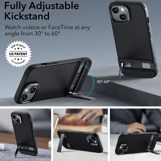 Husa pentru iPhone 15 - ESR Air Shield Boost Kickstand - Translucent Black