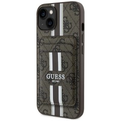 Husa pentru iPhone 15 - Guess Cardslot 4G Stripes MagSafe (GUBPHCP15SP4RPSW) - Brown Husa pentru iPhone 15 - Guess Cardslot 4G Stripes MagSafe (GUBPHCP15SP4RPSW) - Brown