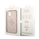 Husa pentru iPhone 15 - Guess Leather 4G Metal Logo (GUHCP15S4GMGPI) - Pink