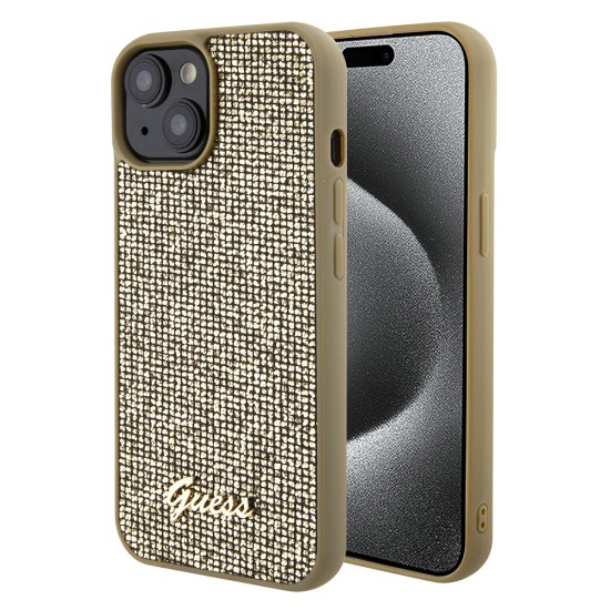 Husa pentru iPhone 15 / iPhone 14 / iPhone 13 - Disco Metal Script (GUHCP15SPMSDGSD) - Gold