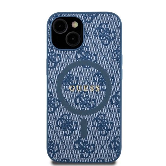 Husa pentru iPhone 15 / iPhone 14 / iPhone 13 - Guess 4G Collection Leather MagSafe (GUHMP15SG4GFRB) - Blue