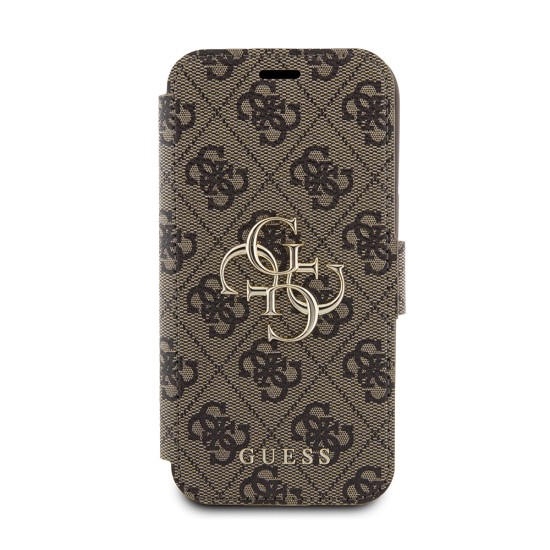 Husa pentru iPhone 15 / iPhone 14 / iPhone 13 - Guess Book 4G (GUBKP15S4GMGBR) - Brown