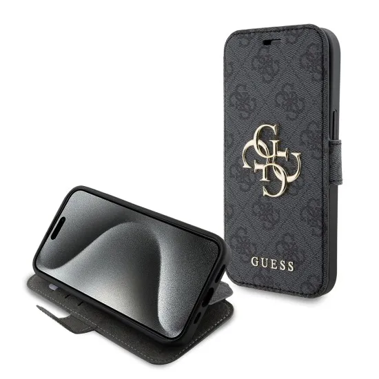 Husa pentru iPhone 15 / iPhone 14 / iPhone 13 - Guess Book 4G (GUBKP15S4GMGGR) - Grey Husa pentru iPhone 15 / iPhone 14 / iPhone 13 - Guess Book 4G (GUBKP15S4GMGGR) - Grey