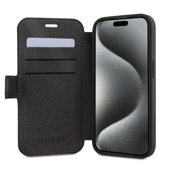 Husa pentru iPhone 15 / iPhone 14 / iPhone 13 - Guess Book 4G (GUBKP15S4GMGGR) - Grey Husa pentru iPhone 15 / iPhone 14 / iPhone 13 - Guess Book 4G (GUBKP15S4GMGGR) - Grey