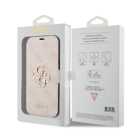 Husa pentru iPhone 15 / iPhone 14 / iPhone 13 - Guess Book 4G (GUBKP15S4GMGPI) - Pink