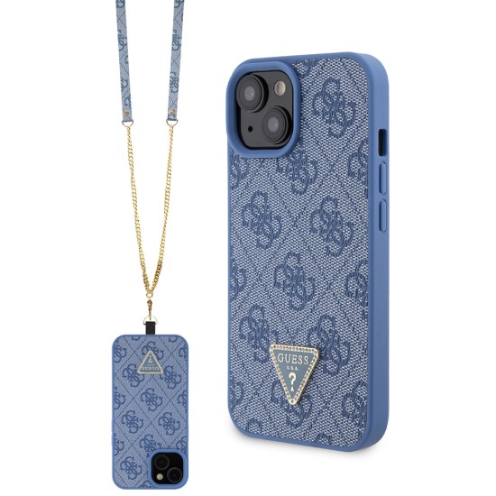 Husa pentru iPhone 15 / iPhone 14 / iPhone 13 - Guess Crossbody 4G Metal Logo (GUHCP15SP4TDSCPB) - Blue