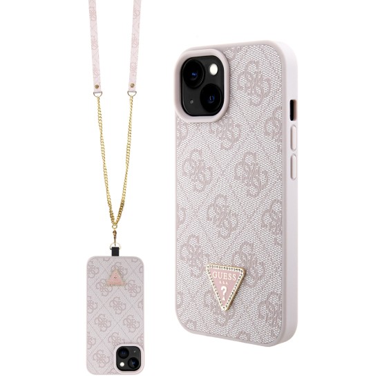 Husa pentru iPhone 15 / iPhone 14 / iPhone 13 - Guess Crossbody 4G Metal Logo (GUHCP15SP4TDSCPP) - Pink