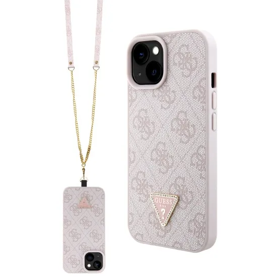 Husa pentru iPhone 15 / iPhone 14 / iPhone 13 - Guess Crossbody 4G Metal Logo (GUHCP15SP4TDSCPP) - Pink Husa pentru iPhone 15 / iPhone 14 / iPhone 13 - Guess Crossbody 4G Metal Logo (GUHCP15SP4TDSCPP) - Pink