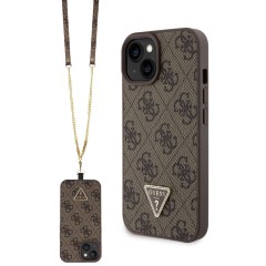 Husa pentru iPhone 15 / iPhone 14 / iPhone 13 - Guess Crossbody 4G Metal Logo (GUHCP15SP4TDSCPW) - Brown Husa pentru iPhone 15 / iPhone 14 / iPhone 13 - Guess Crossbody 4G Metal Logo (GUHCP15SP4TDSCPW) - Brown