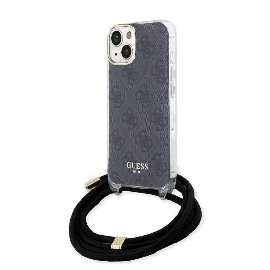 Husa pentru iPhone 15 / iPhone 14 / iPhone 13 - Guess Crossbody Cord 4G Print (GUHCP15SHC4SEK) - Black