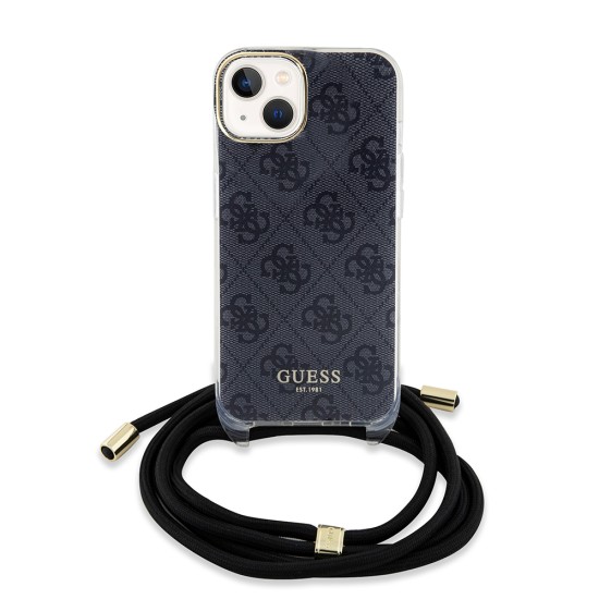 Husa pentru iPhone 15 / iPhone 14 / iPhone 13 - Guess Crossbody Cord 4G Print (GUHCP15SHC4SEK) - Black