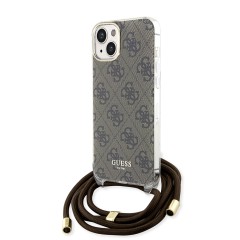Husa pentru iPhone 15 / iPhone 14 / iPhone 13 - Guess Crossbody Cord 4G Print (GUHCP15SHC4SEW) - Brown Husa pentru iPhone 15 / iPhone 14 / iPhone 13 - Guess Crossbody Cord 4G Print (GUHCP15SHC4SEW) - Brown