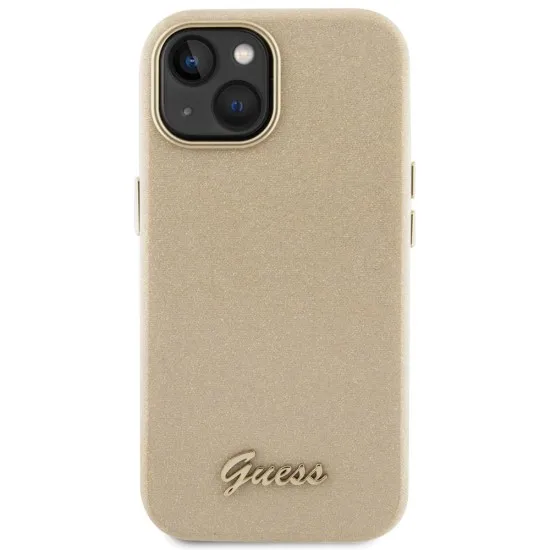 Husa pentru iPhone 15 / iPhone 14 / iPhone 13 - Guess Glitter Glossy Script (GUHCP15SPGMCSD) - Sparkle Beige Husa pentru iPhone 15 / iPhone 14 / iPhone 13 - Guess Glitter Glossy Script (GUHCP15SPGMCSD) - Sparkle Beige