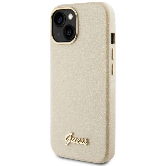 Husa pentru iPhone 15 / iPhone 14 / iPhone 13 - Guess Glitter Glossy Script (GUHCP15SPGMCSD) - Sparkle Beige Husa pentru iPhone 15 / iPhone 14 / iPhone 13 - Guess Glitter Glossy Script (GUHCP15SPGMCSD) - Sparkle Beige