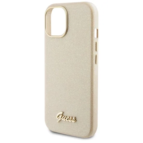Husa pentru iPhone 15 / iPhone 14 / iPhone 13 - Guess Glitter Glossy Script (GUHCP15SPGMCSD) - Sparkle Beige Husa pentru iPhone 15 / iPhone 14 / iPhone 13 - Guess Glitter Glossy Script (GUHCP15SPGMCSD) - Sparkle Beige