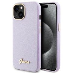Husa pentru iPhone 15 / iPhone 14 / iPhone 13 - Guess Glitter Glossy Script (GUHCP15SPGMCSL) - Light Purple Husa pentru iPhone 15 / iPhone 14 / iPhone 13 - Guess Glitter Glossy Script (GUHCP15SPGMCSL) - Light Purple