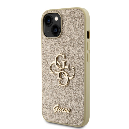 Husa pentru iPhone 15 / iPhone 14 / iPhone 13 - Guess Glitter Script Big 4G (GUHCP15SHG4SGD) - Gold