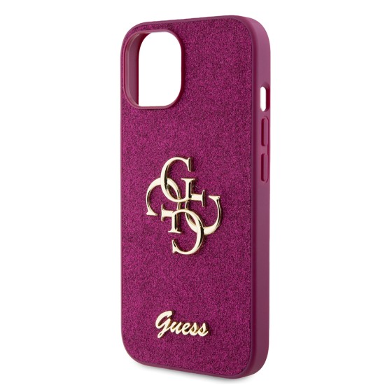 Husa pentru iPhone 15 / iPhone 14 / iPhone 13 - Guess Glitter Script Big 4G (GUHCP15SHG4SGU) - Purple