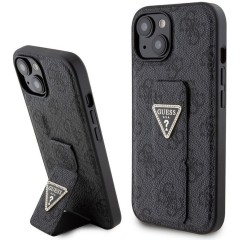 Husa pentru iPhone 15 / iPhone 14 / iPhone 13 - Guess Grip Stand 4G Triangle Strass (GUHCP15SPGS4TDK) - Black Husa pentru iPhone 15 / iPhone 14 / iPhone 13 - Guess Grip Stand 4G Triangle Strass (GUHCP15SPGS4TDK) - Black
