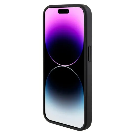 Husa pentru iPhone 15 / iPhone 14 / iPhone 13 - Guess Grip Stand 4G Triangle Strass (GUHCP15SPGS4TDK) - Black Husa pentru iPhone 15 / iPhone 14 / iPhone 13 - Guess Grip Stand 4G Triangle Strass (GUHCP15SPGS4TDK) - Black