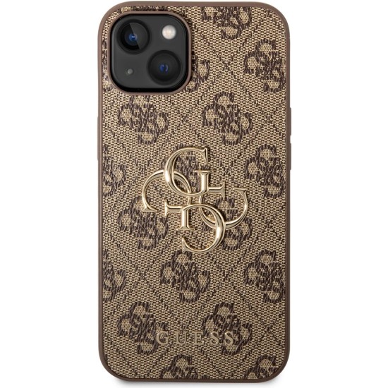 Husa pentru iPhone 15 / iPhone 14 / iPhone 13 - Guess Hardcase 4G Big Metal Logo (GUHCP15S4GMGBR) - Brown