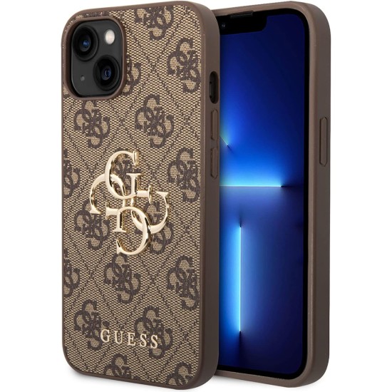 Husa pentru iPhone 15 / iPhone 14 / iPhone 13 - Guess Hardcase 4G Big Metal Logo (GUHCP15S4GMGBR) - Brown