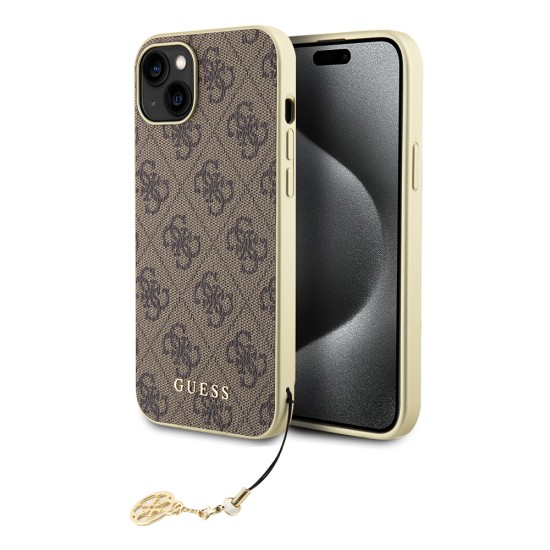 Husa pentru iPhone 15 / iPhone 14 / iPhone 13 - Guess Hardcase 4G Charms Collection (GUHCP15SGF4GBR) - Brown