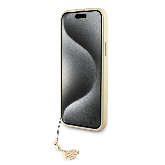 Husa pentru iPhone 15 / iPhone 14 / iPhone 13 - Guess Hardcase 4G Charms Collection (GUHCP15SGF4GGR) - Grey