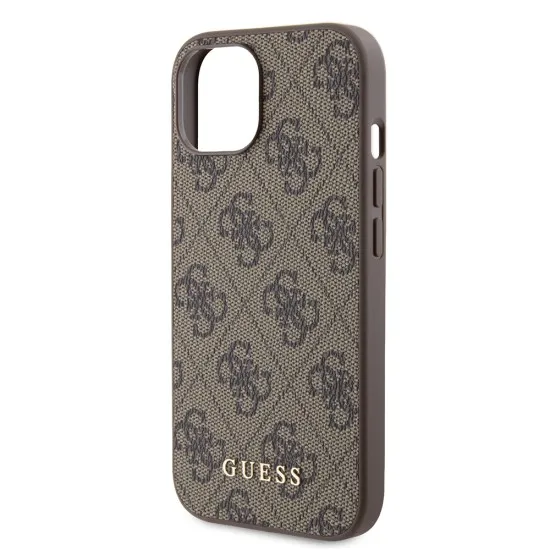 Husa pentru iPhone 15 / iPhone 14 / iPhone 13 - Guess Hardcase 4G Metal Gold Logo (GUHCP15SG4GFBR) - Brown Husa pentru iPhone 15 / iPhone 14 / iPhone 13 - Guess Hardcase 4G Metal Gold Logo (GUHCP15SG4GFBR) - Brown