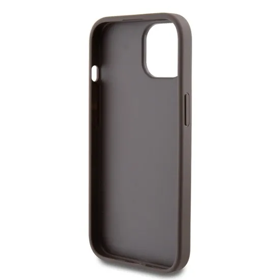 Husa pentru iPhone 15 / iPhone 14 / iPhone 13 - Guess Hardcase 4G Metal Gold Logo (GUHCP15SG4GFBR) - Brown Husa pentru iPhone 15 / iPhone 14 / iPhone 13 - Guess Hardcase 4G Metal Gold Logo (GUHCP15SG4GFBR) - Brown