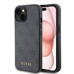 Husa pentru iPhone 15 / iPhone 14 / iPhone 13 - Guess Hardcase 4G Metal Gold Logo (GUHCP15SG4GFGR) - Grey Husa pentru iPhone 15 / iPhone 14 / iPhone 13 - Guess Hardcase 4G Metal Gold Logo (GUHCP15SG4GFGR) - Grey