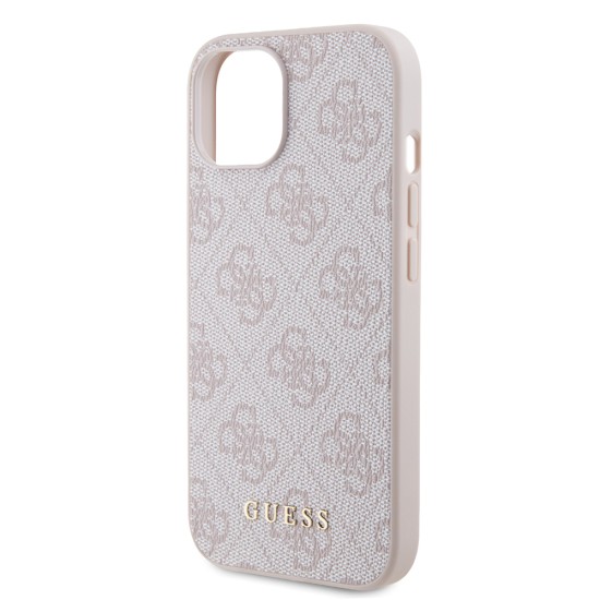 Husa pentru iPhone 15 / iPhone 14 / iPhone 13 - Guess Hardcase 4G Metal Gold Logo (GUHCP15SG4GFPI) - Pink