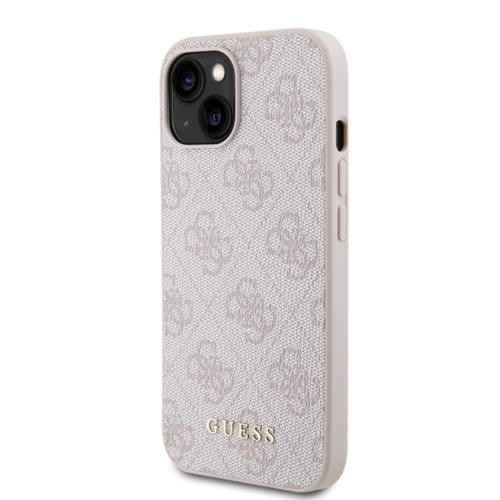 Husa pentru iPhone 15 / iPhone 14 / iPhone 13 - Guess Hardcase 4G Metal Gold Logo (GUHCP15SG4GFPI) - Pink