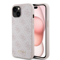 Husa pentru iPhone 15 / iPhone 14 / iPhone 13 - Guess Hardcase 4G Metal Gold Logo (GUHCP15SG4GFPI) - Pink Husa pentru iPhone 15 / iPhone 14 / iPhone 13 - Guess Hardcase 4G Metal Gold Logo (GUHCP15SG4GFPI) - Pink