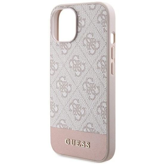 Husa pentru iPhone 15 / iPhone 14 / iPhone 13 - Guess Hardcase 4G Stripe Collection (GUHCP15SG4GLPI) - Pink