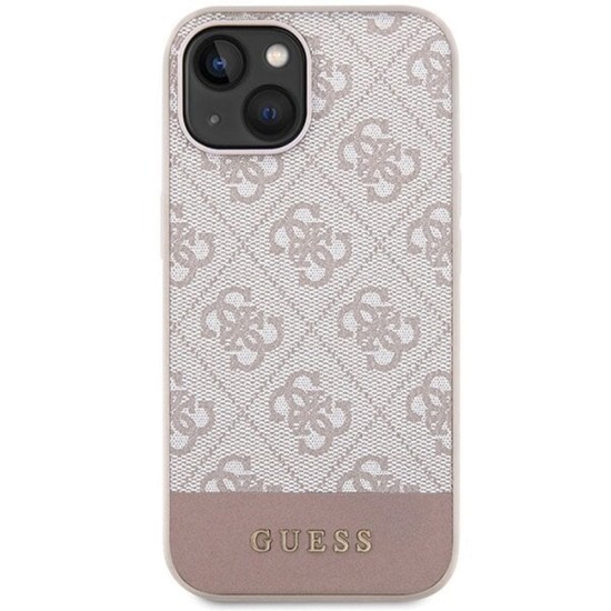 Husa pentru iPhone 15 / iPhone 14 / iPhone 13 - Guess Hardcase 4G Stripe Collection (GUHCP15SG4GLPI) - Pink