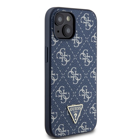 Husa pentru iPhone 15 / iPhone 14 / iPhone 13 - Guess Hardcase 4G Triangle Metal Logo (GUHCP15SPG4GPB) - Blue