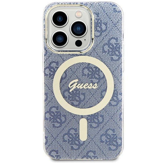 Husa pentru iPhone 15 / iPhone 14 / iPhone 13 - Guess IML 4G MagSafe (GUHMP15SH4STB) - Blue