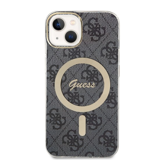 Husa pentru iPhone 15 / iPhone 14 / iPhone 13 - Guess IML 4G MagSafe (GUHMP15SH4STK) - Black