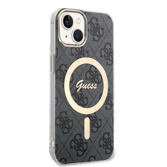 Husa pentru iPhone 15 / iPhone 14 / iPhone 13 - Guess IML 4G MagSafe (GUHMP15SH4STK) - Black