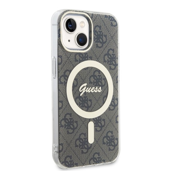 Husa pentru iPhone 15 / iPhone 14 / iPhone 13 - Guess IML 4G MagSafe (GUHMP15SH4STW) - Brown