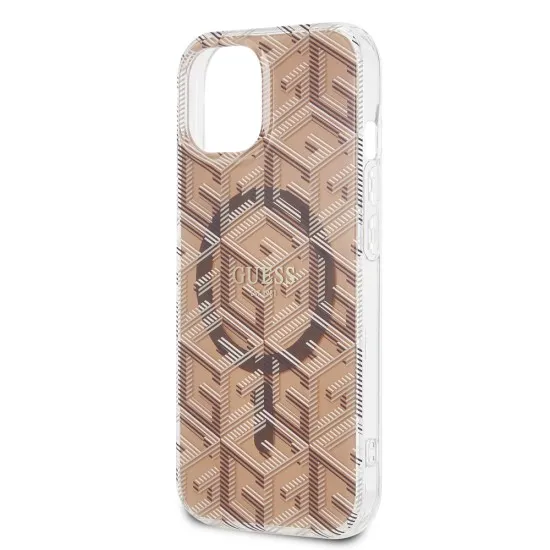Husa pentru iPhone 15 / iPhone 14 / iPhone 13 - Guess IML GCube MagSafe (GUHMP15SHGCUSTGW) - Brown Husa pentru iPhone 15 / iPhone 14 / iPhone 13 - Guess IML GCube MagSafe (GUHMP15SHGCUSTGW) - Brown