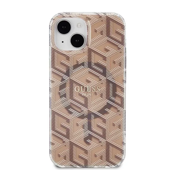 Husa pentru iPhone 15 / iPhone 14 / iPhone 13 - Guess IML GCube MagSafe (GUHMP15SHGCUSTGW) - Brown Husa pentru iPhone 15 / iPhone 14 / iPhone 13 - Guess IML GCube MagSafe (GUHMP15SHGCUSTGW) - Brown